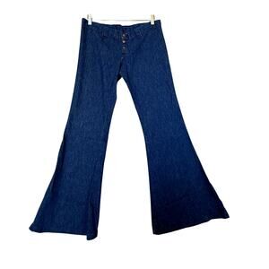 VTG 70s Flare Low Rise Jeans Womens 8 Blue Denim Festival Boho Western